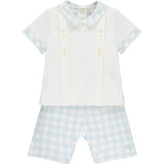 Benedict Check Print Top Short Set