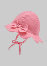 MAYORAL Baby Girls pink hat with bow applique. Pink