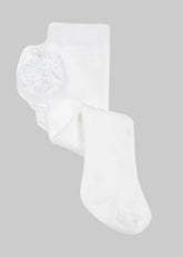 MAYORAL Thick baby girls' comfortable tights with decorative ruffle on the back of the tights. White