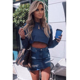 Denim Mini Skirt Mid Blue