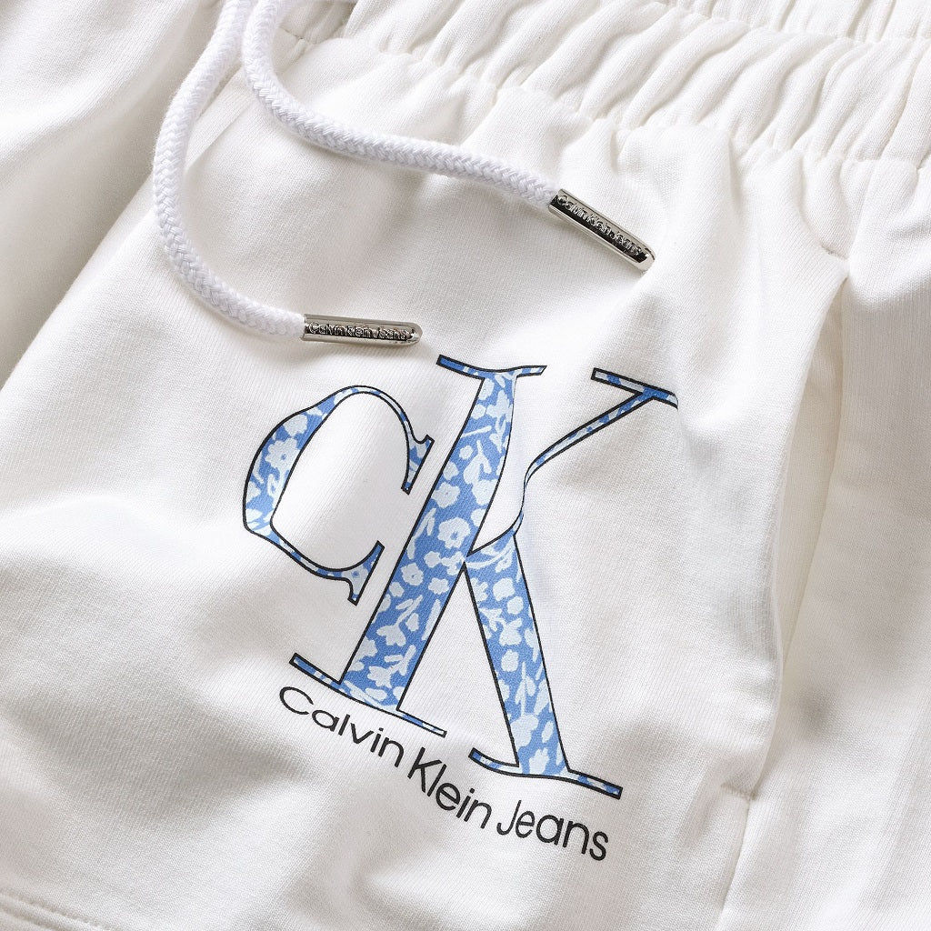 CALVIN KLEIN Girls Monogram Shorts White CALVIN KLEIN Girls Monogram Shorts White