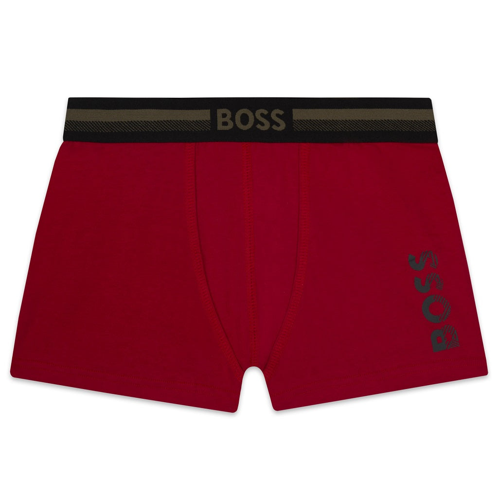 BOSS KIDS Set of 2 Boxer Shorts Charcoal Red BOSS KIDS Set of 2 Boxer Shorts Charcoal Red