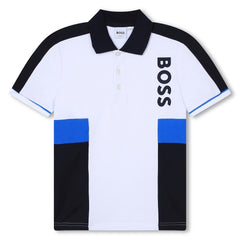 BOSS KIDS Short Sleeve Polo White Blue
