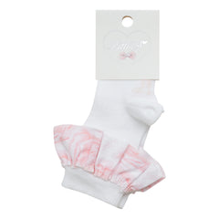 LITTLE A Rose Frill Knee High Socks White