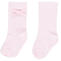 LITTLE A Bow Knee High Socks Pink