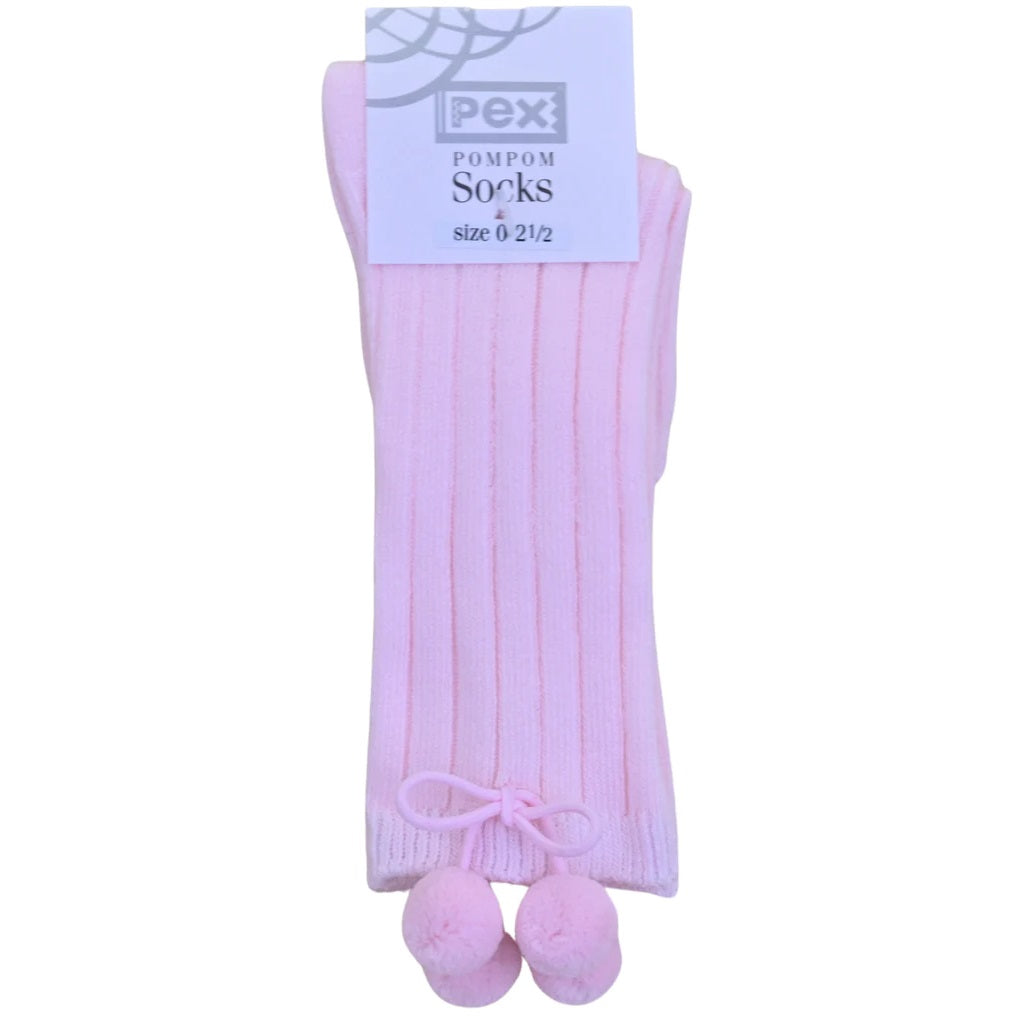 PEX Pom Pom Knee High Socks Pink PEX Pom Pom Knee High Socks Pink