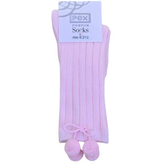 PEX Pom Pom Knee High Socks Pink