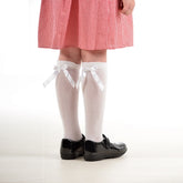 PEX Ribbon Knee High Socks White