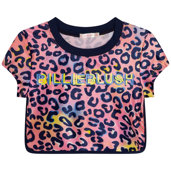 Billieblush Leopard Short Sleeve T-Shirt Pink