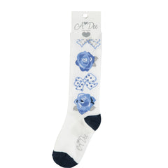 ADEE Bows & Roses Tights White Blue