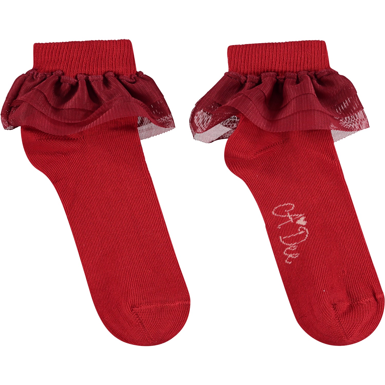 ADEE Frill Ankle Socks Red ADEE Frill Ankle Socks Red