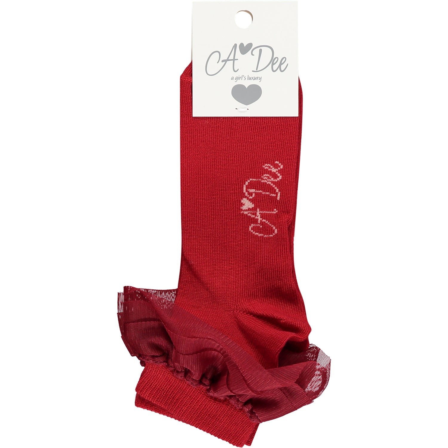 ADEE Frill Ankle Socks Red ADEE Frill Ankle Socks Red
