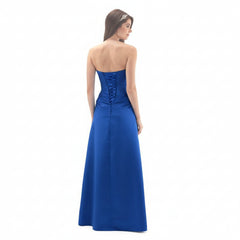 Linzi Jay Ladies Stapless Satin Dress Royal Blue