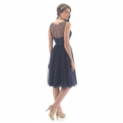 Linzi Jay Ladies Tulle Tea Length Navy Dress - Kizzies