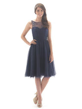Ladies Tulle Tea Length Navy Dress - Kizzies, Dresses - Childrens Wear