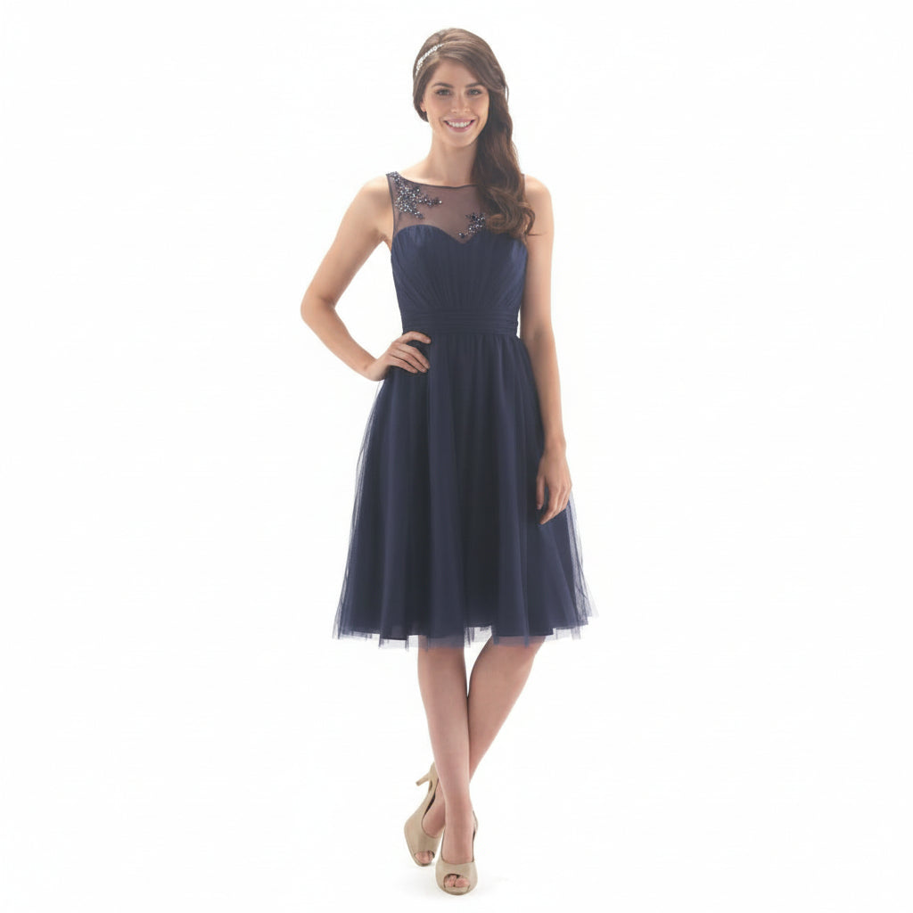Linzi Jay Ladies Tulle Tea Length Navy Dress - Kizzies