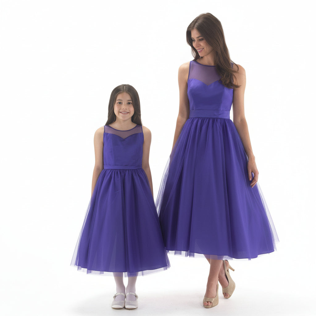 Linzi Jay Girls Ballerina Length Tulle Dress Copen Blue