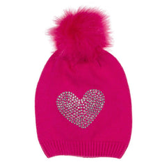 iDO Baby Girls Diamante Hat Scarf Set Fuchsia