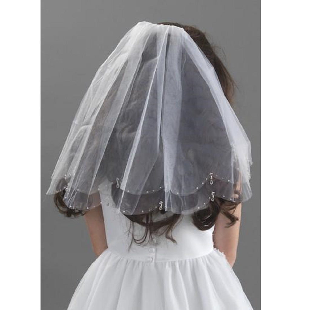 Drop Beads Scallop Veil - Kizzies, Veils - Childrens Wear