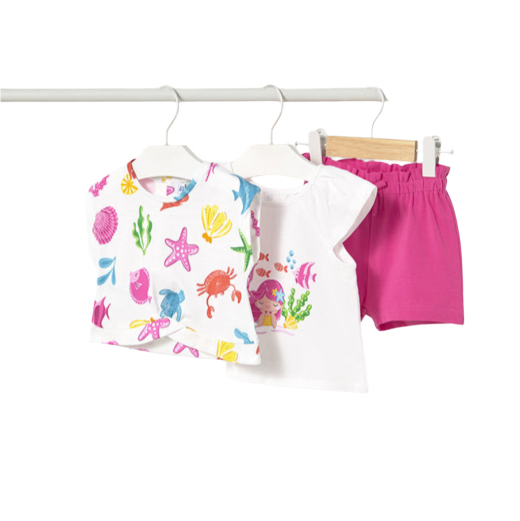 Mayoral Baby Girls Ocean 3 Piece Short Set