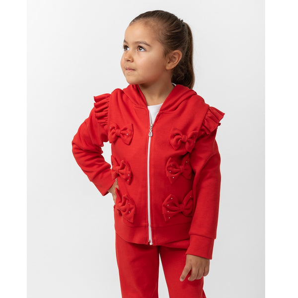 Diamante Bow 3 Piece Tracksuit Red