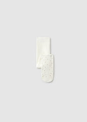 MAYORAL Baby Girls Autumn Winter print tights in natural colour.