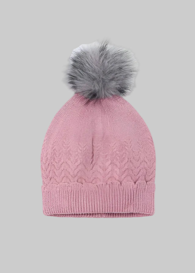Girls Mayoral Soft Knit Hat with pom pom