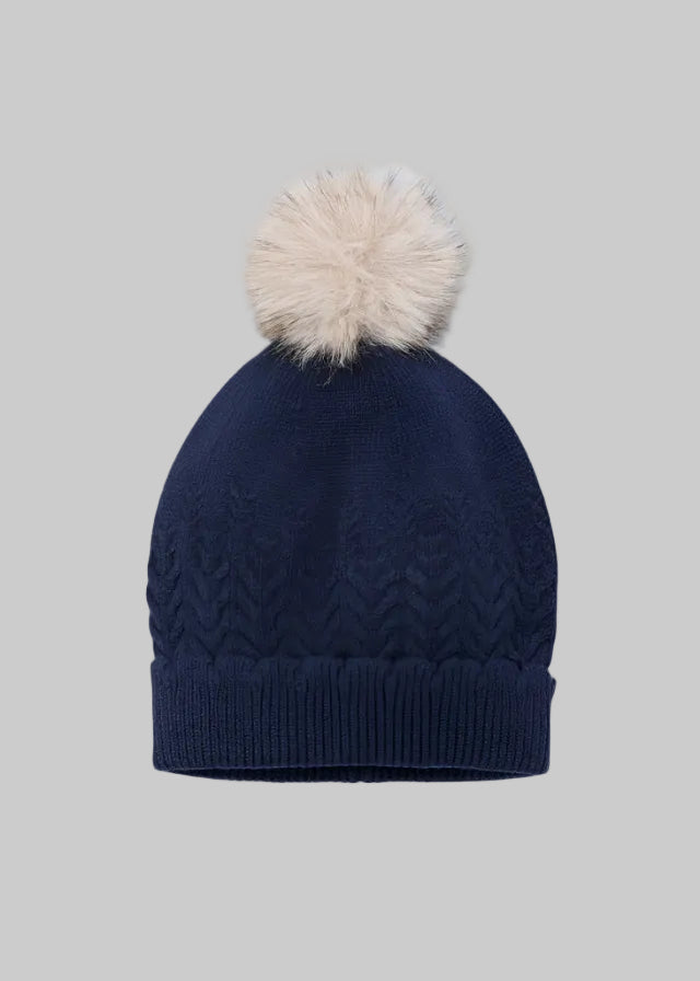 Keep her cozy and stylish with this navy soft knit hat from Mayoral, designed especially for girls.