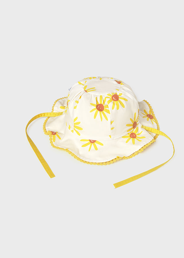 Mayoral reversible sun hat with yellow floral pattern