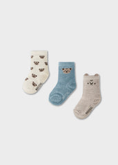 Mayoral Baby Boys Patterned Socks Set – three pairs featuring playful tiger patterns.