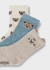 Mayoral Baby Boys Patterned Socks Set – three pairs featuring playful tiger patterns.