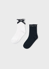 Mayoral Girls 2 Pair Socks Set Black & White