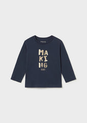 MAYORAL Baby Boys dark blue long sleeved cotton t-shirt.