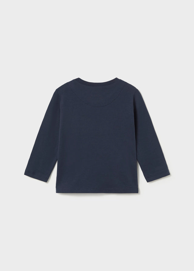 MAYORAL Baby Boys dark blue long sleeved cotton t-shirt.