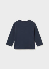 MAYORAL Baby Boys dark blue long sleeved cotton t-shirt.