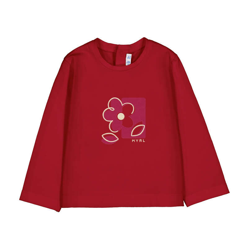 MAYORAL Baby Girls long sleeved t-shirt paired with checkered fleece leggings in shades of beige and red.&nbsp;