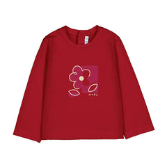 MAYORAL Baby Girls long sleeved t-shirt paired with checkered fleece leggings in shades of beige and red.&nbsp;