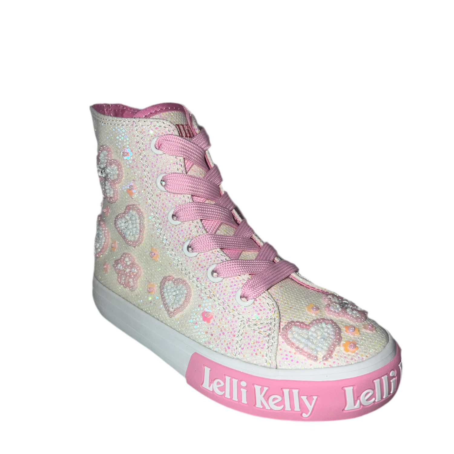 LELLI KELLY Cressida White Glitter High Tops