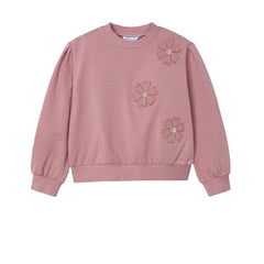 Girls Pullover Flower Applique Rose