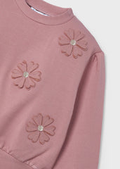 Girls Pullover Flower Applique Rose