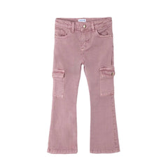 Girls Flared Cargo Trousers Rose