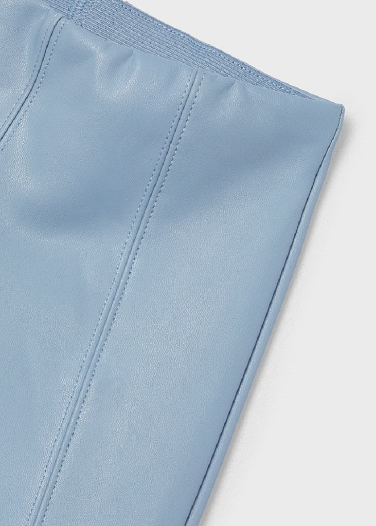 Girls Leather Leggings Sky Blue