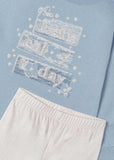 Girls Suede Leggings Set Sky Blue