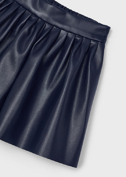 Girls Leathered Culottes Navy