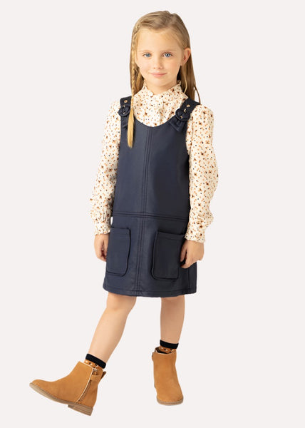 Girls Knit Pinafore Navy