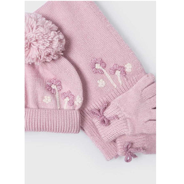 Girls Hat Scarf Set Rose