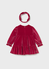 Baby Girls Mayoral Red Velvet Dress with Headband
