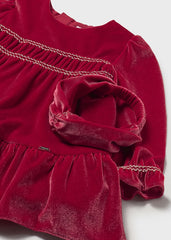 Baby Girls Mayoral Red Velvet Dress with Headband