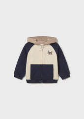 Mayoral Baby Boys 2 Pants Tracksuit Set in soft blue. Features a cosy sweatshirt paired with two plush joggers for versatile everyday wear.