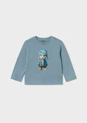 Mayoral Baby Boys Soft cotton long-sleeve tee featuring a playful tiger print. Perfect for layering or everyday wear in a cool arctic blue shade.